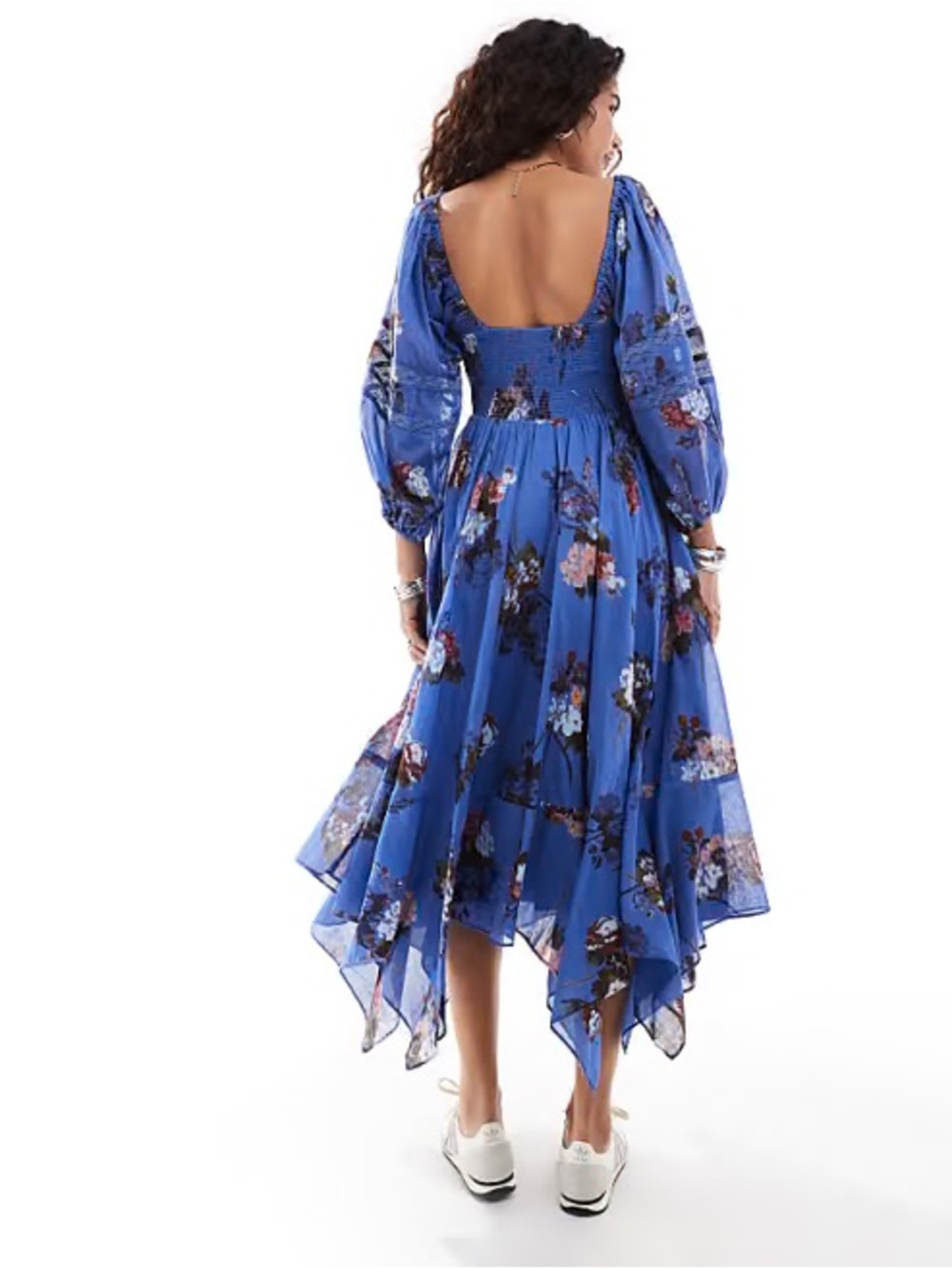 Free People Morning Glory Blue Handkerchief Hem Dress - Size XL